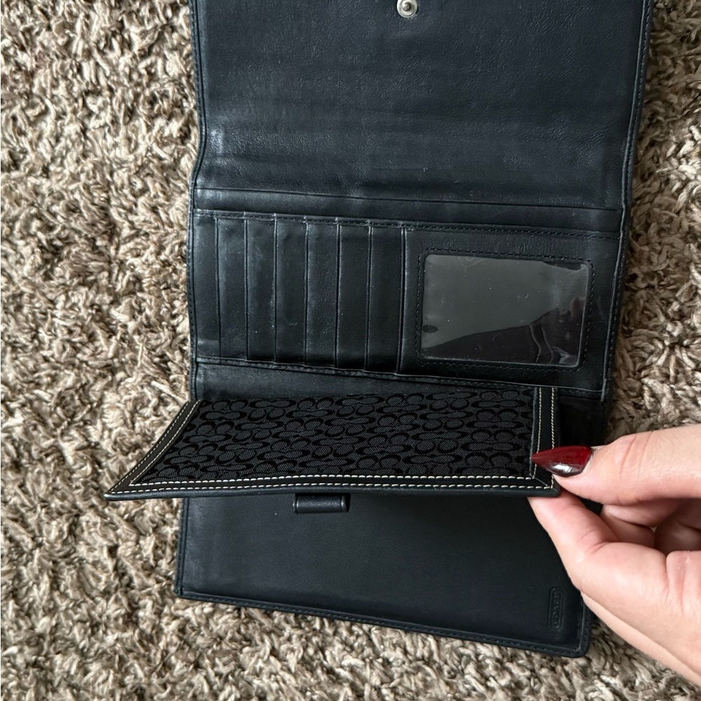 Black Patterned Wallet with Buckle - image 7